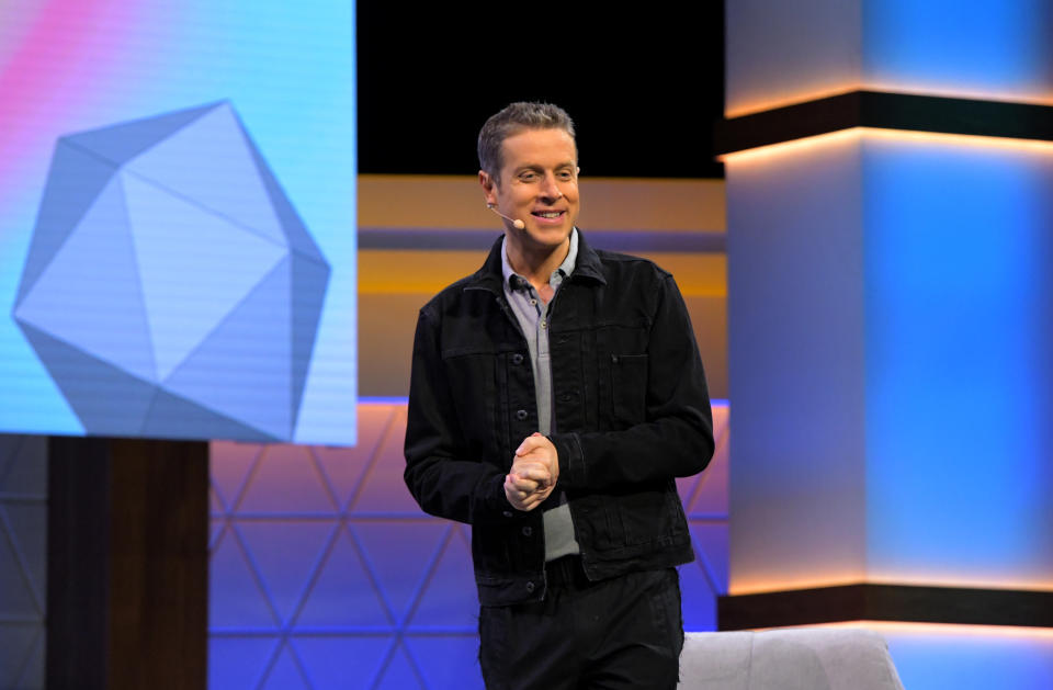 LOS ANGELES, CALIFORNIA - JUNE 12: Geoff Keighley speaks at the E3 Colisuem during E3 2019 at the Novo Theatre on June 12, 2019 in Los Angeles, California. (Photo by Charley Gallay/Getty Images for E3/Entertainment Software Association)