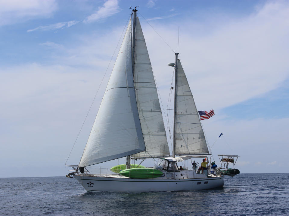 Their boat is a 1978 45-foot&nbsp;Dufour ketch sailboat called SV Terrapin (SV stands for sailing vessel, and a terrapin is a species of turtle). (Photo: Aimee Nance)