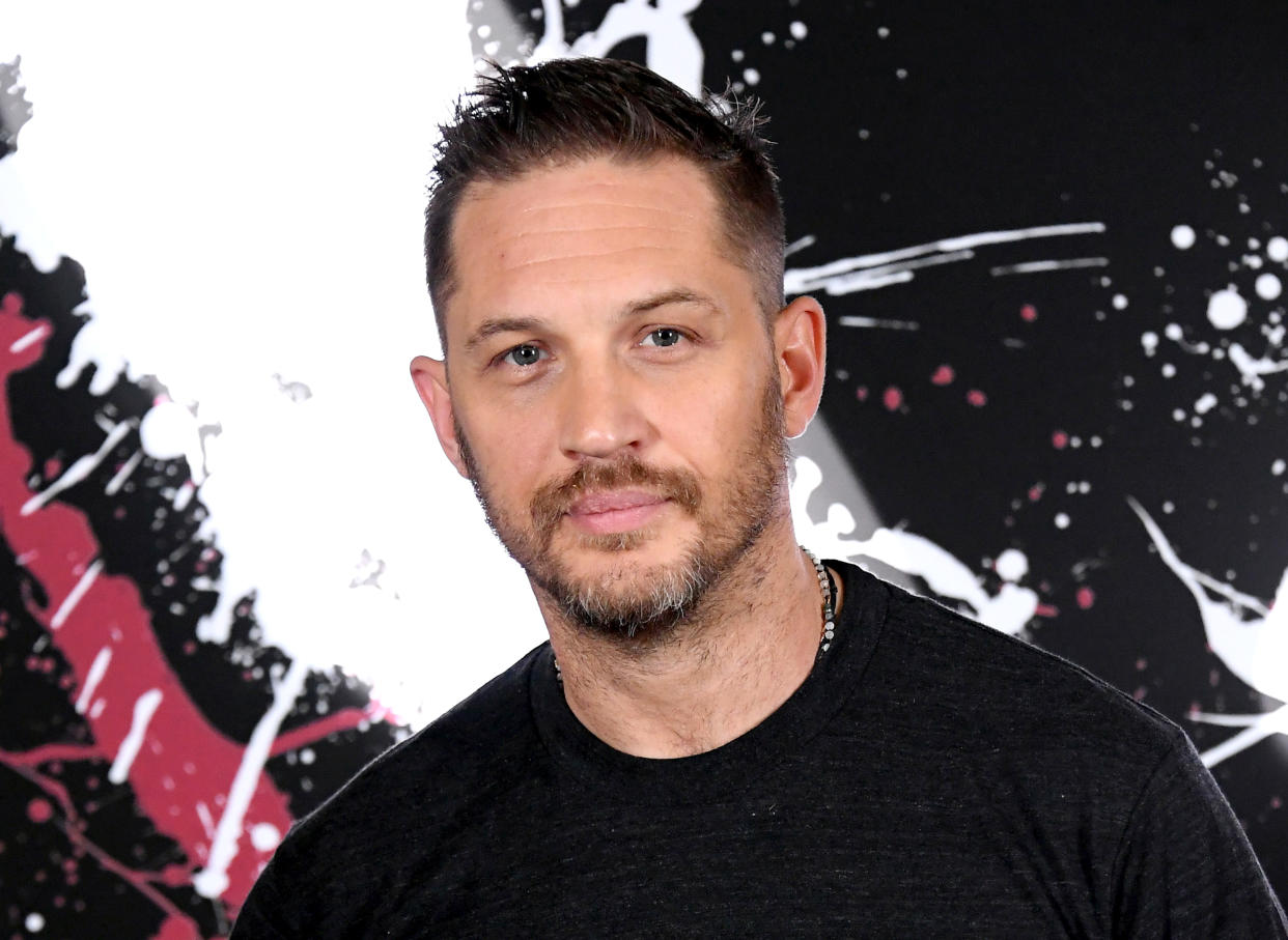 LOS ANGELES, CALIFORNIA - SEPTEMBER 27:  Tom Hardy attends the photo call for Columbia Pictures' "Venom" at the Four Seasons Hotel Los Angeles at Beverly Hills on September 27, 2018 in Los Angeles, California. (Photo by Steve Granitz/WireImage)