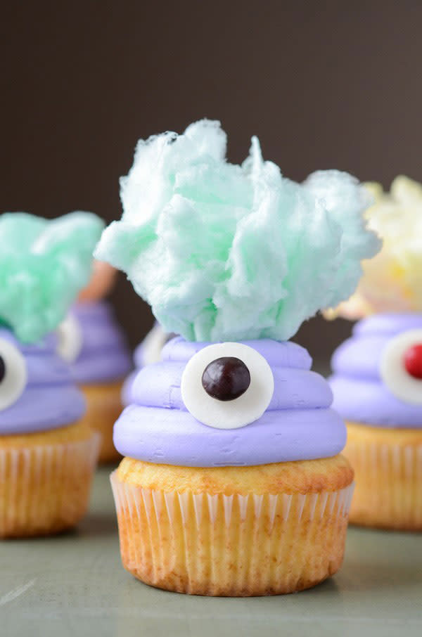 Cotton Candy Monster Cupcakes