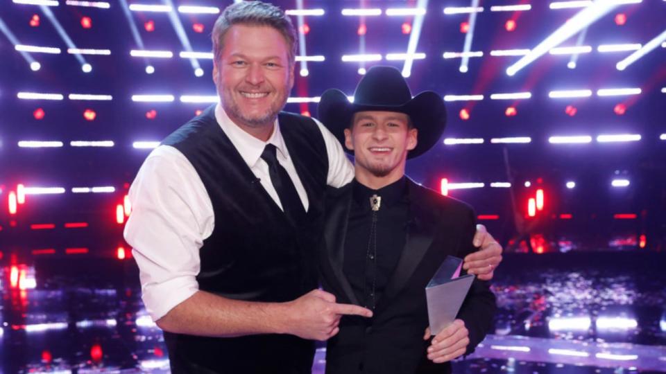 Blake Shelton and Bryce Leatherwood on The Voice.