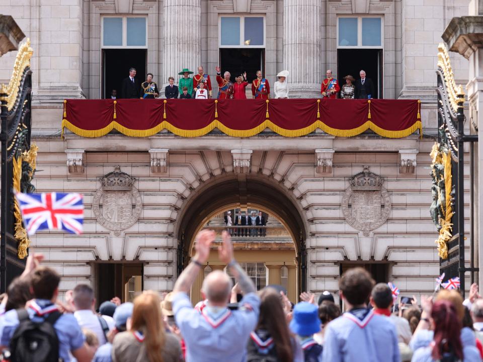 The royal family gathered on the Buckingham Palace balcony for Trooping the Colour on June 17.