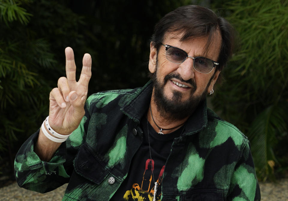 Ringo Starr poses for a portrait, Tuesday, Sept. 5, 2023, at the Sunset Marquis Hotel in West Hollywood, Calif., to promote his EP “Rewind Forward,” out October 13. (AP Photo/Chris Pizzello)