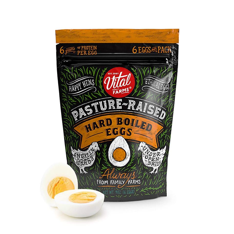 <p><a href="https://www.amazon.com/Vital-Farms-Pasture-Raised-Boiled-Unflavored/dp/B08FD1M5KS/?tag=syn-yahoo-20&ascsubtag=%5Bartid%7C2141.g.37871941%5Bsrc%7Cyahoo-us" rel="nofollow noopener" target="_blank" data-ylk="slk:Shop Now;elm:context_link;itc:0;sec:content-canvas" class="link ">Shop Now</a></p><p>Hard boiled eggs</p><p>$3.99</p><span class="copyright">Hearst Owned</span>