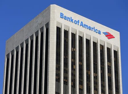A Bank of America sign is shown on a building in downtown Los Angeles, California January 15, 2014. REUTERS/Mike Blake
