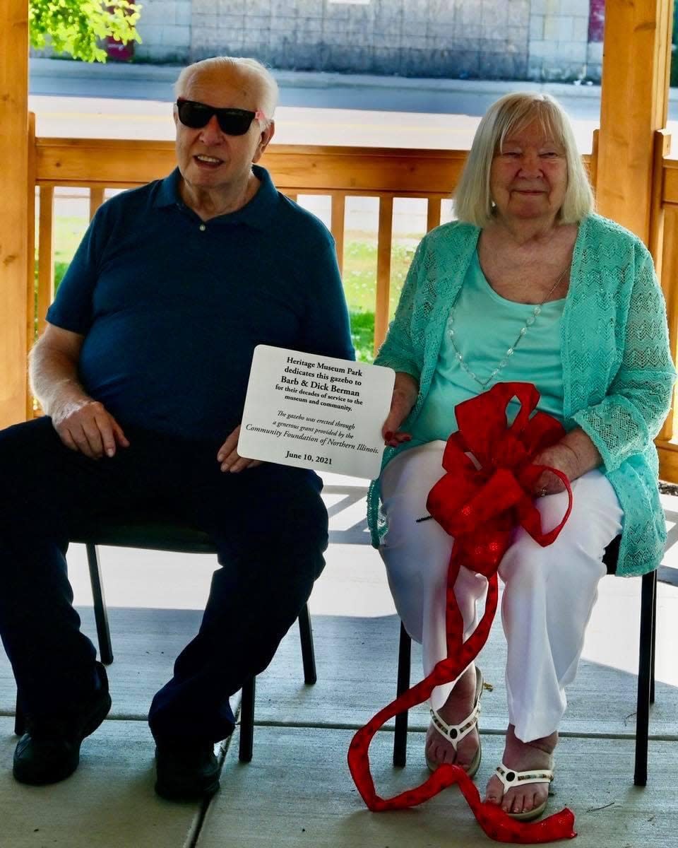 Dick and Barb Berman are the guest of honor in 2021 at the Ethnic Heritage Museum where the gazebo on the museum grounds was dedicated to them for their decades of support.