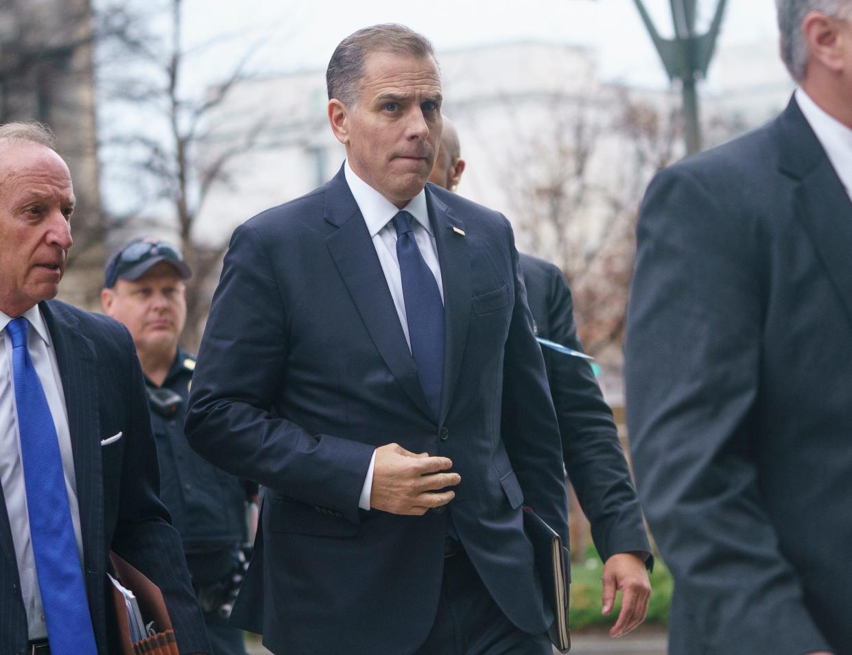 Hunter Biden arrives to sit for a deposition before a House panel as part of a Republican-led impeachment inquiry into his father, President Joe Biden on Feb. 28, 2024.