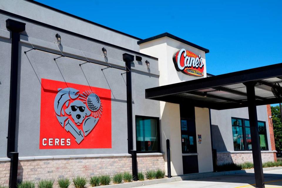 The new Raising Cane’s Chicken Fingers fast food chain opens Aug. 22, 2023 along Hatch Road in Ceres, Calif.