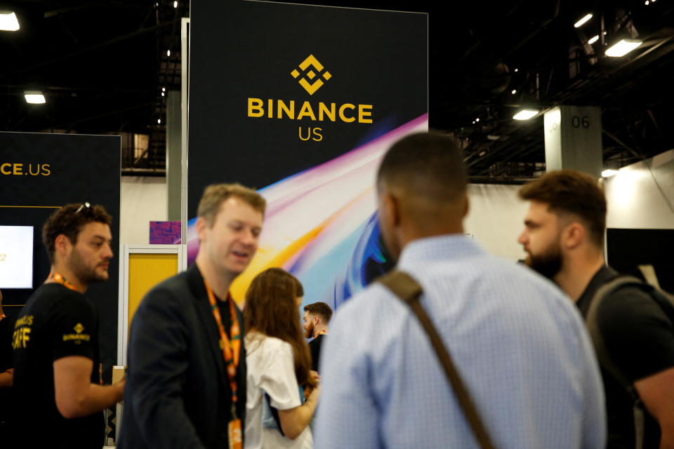 The Binance US logo can be seen at the Bitcoin Conference 2022 stand on April 6, 2022 in Miami Beach, Florida, USA.Reuters / Marco Bello