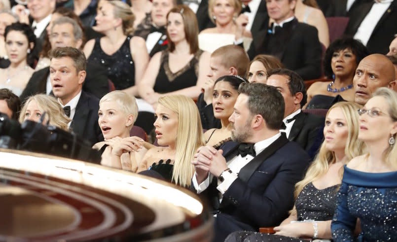 This picture of the Oscar crowd the moment the Best Picture mixup happened is like a Renaissance painting