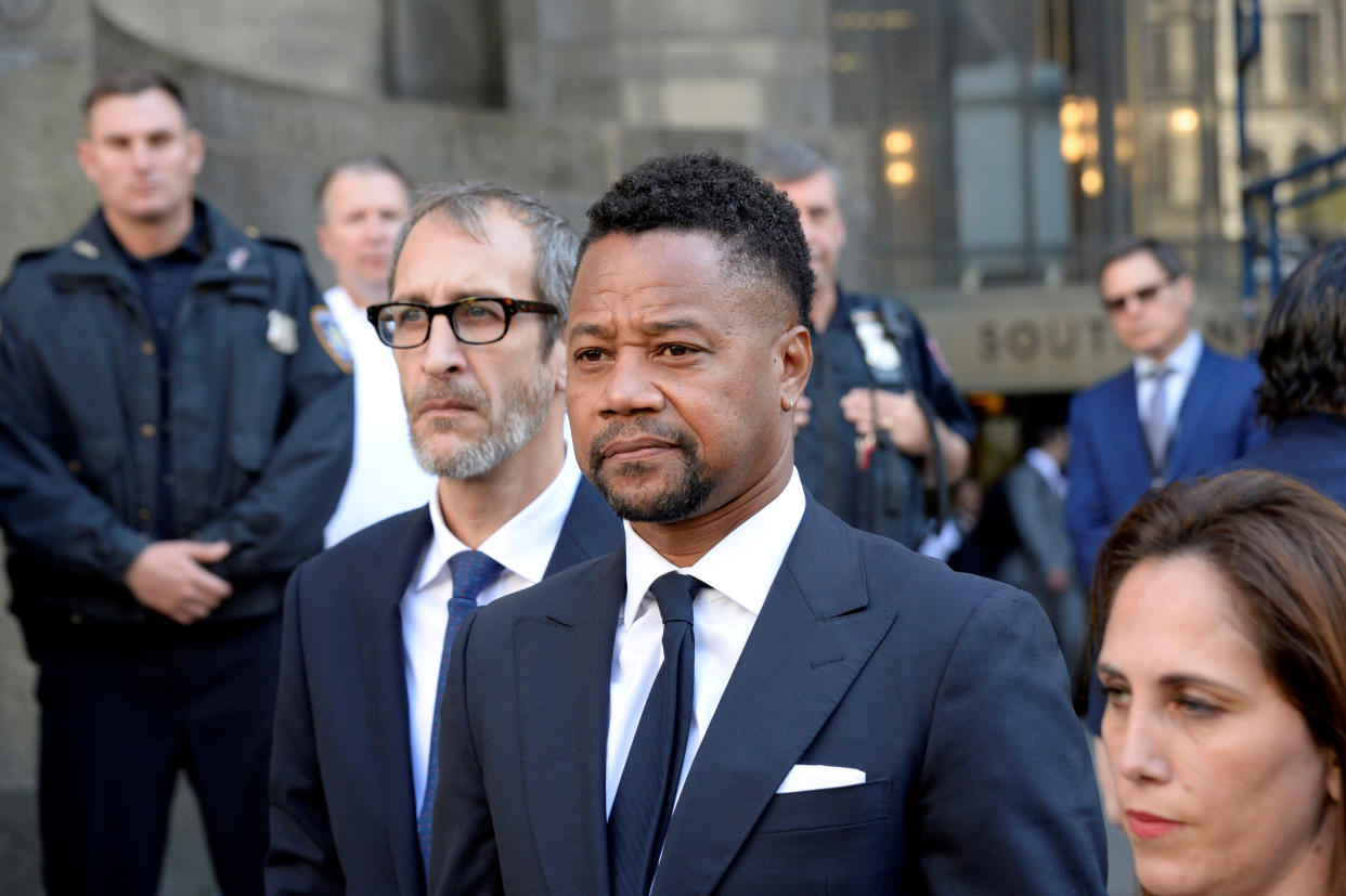 Actor Cuba Gooding Jr. leaves after his arraignment in New York State Supreme Court in the Manhattan borough of New York, U.S., October 15, 2019. REUTERS/Jefferson Siegel