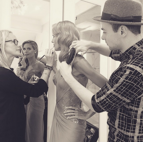 Talk about glam! All hands were on deck to prep Heidi Klum for the big night. @heidiklum/Instagram