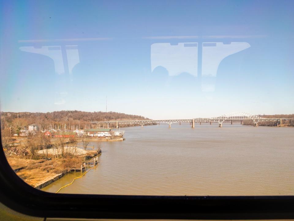 A view out the window on an Amtrak Acela First class car