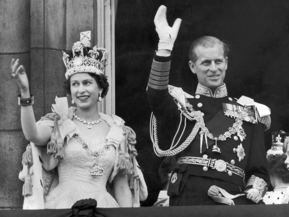 Queen Elizabeth and Prince Philip at her 1953 coronation.