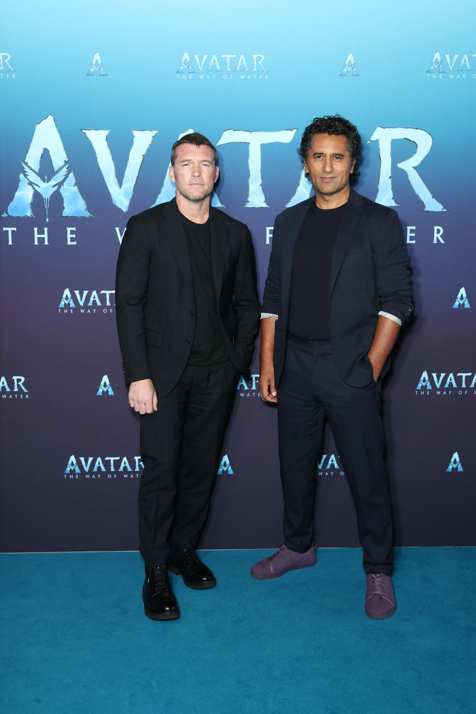 山姆沃辛頓（左）與克里夫柯提斯出席電影《阿凡達：水之道》在雪梨舉行的首映會。（圖／Photo by Don Arnold/WireImage）