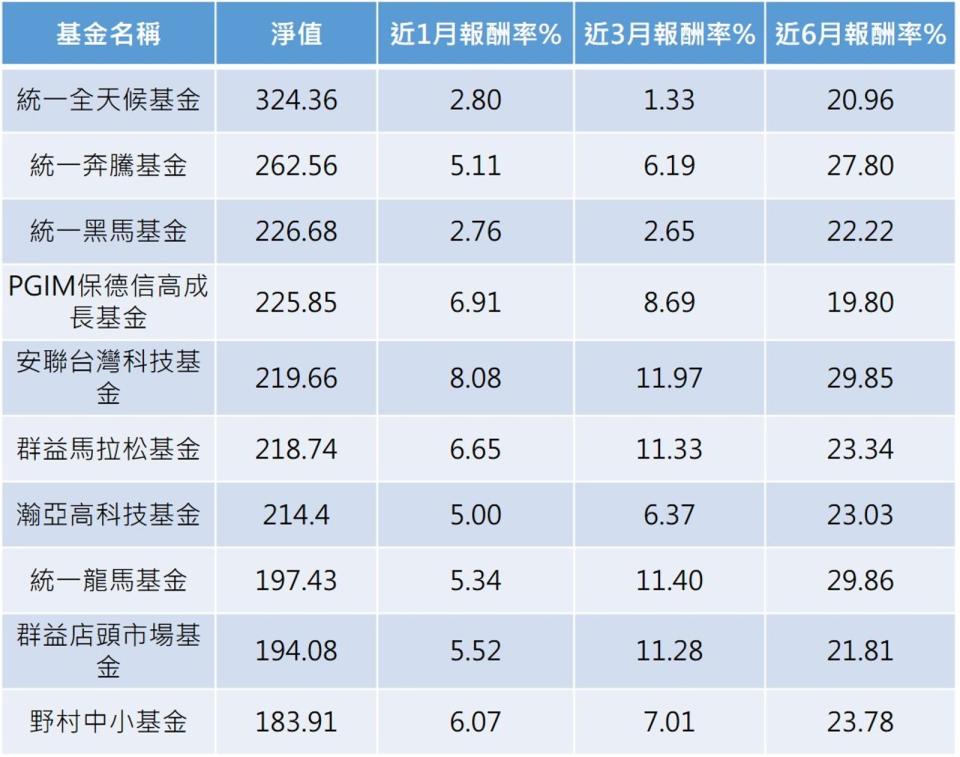 資料來源：晨星，淨值、報酬率統計至2024/6/26。