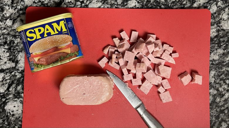 cutting spam into small pieces