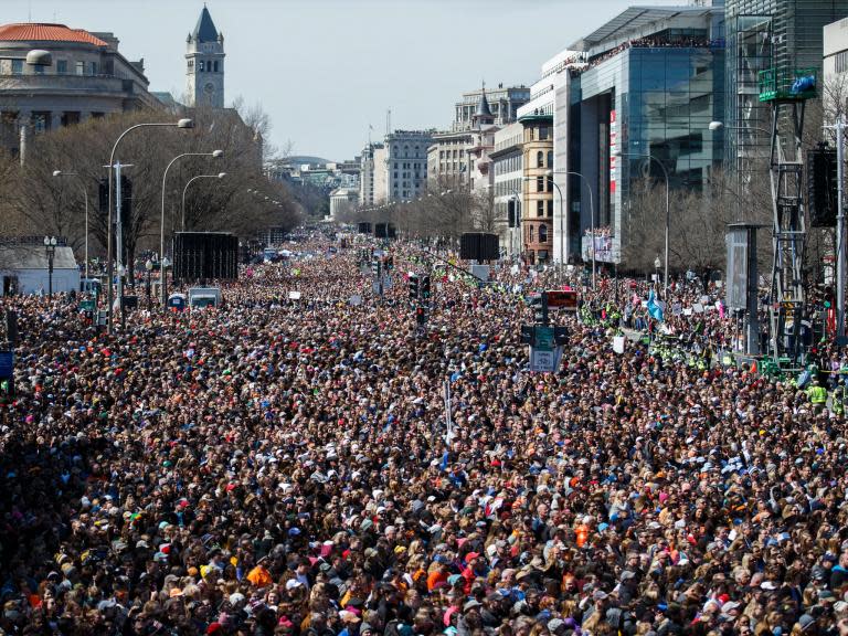 March for Our Lives: Students warn Congress about their voting power as hundreds of thousands rally across US to demand gun control