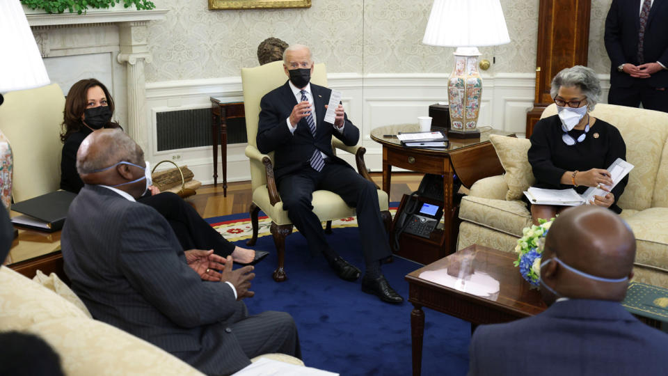 Joe Biden with members of the Congressional Black Caucus