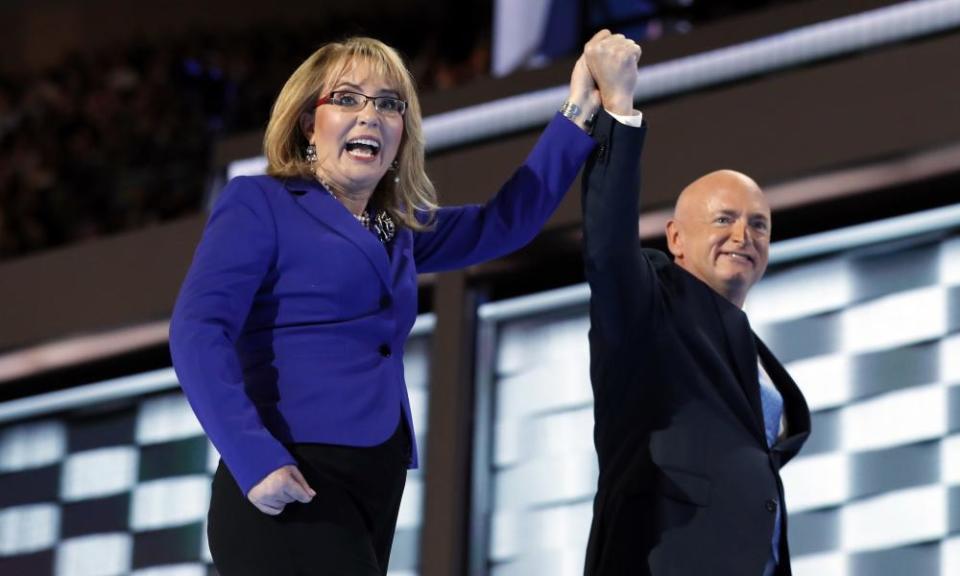 Gabby Giffords and Mark Kelly at the Democratic national convention in Philadelphia in July 2016.