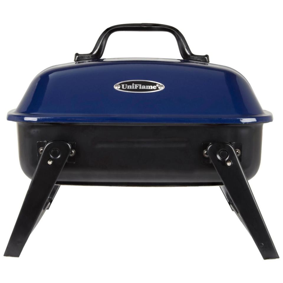 <p>If you've got any festivals or camping trips planned this summer, this is the BBQ for you. Just add charcoal and you've got yourself a grill with the lid up or slow cooker with the lid down. The heat-resistant Bakelite carry handle and folding legs are clever features.</p><p><strong>£18, George</strong> <strong>at Asda</strong> <a rel="nofollow noopener" href="https://direct.asda.com/george/home-garden/bbqs-outdoor-heating/uniflame-portable-festival-grill-blue/050098263,default,pd.html" target="_blank" data-ylk="slk:BUY NOW;elm:context_link;itc:0;sec:content-canvas" class="link ">BUY NOW</a></p>