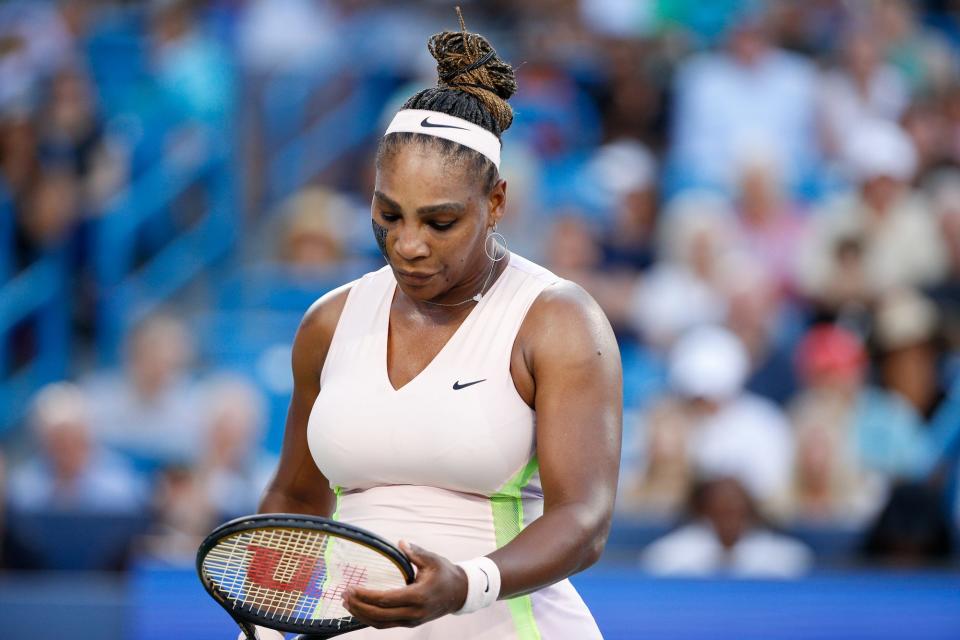 Serena Williams of the United States reacts during the Western & Southern Open.