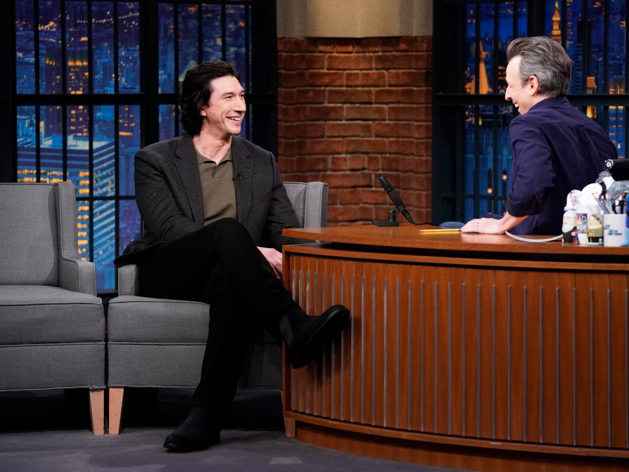 Adam Driver during an interview with Seth Meyers on March 9, 2023.