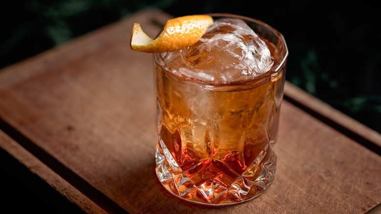 old fashioned cocktail with garnish