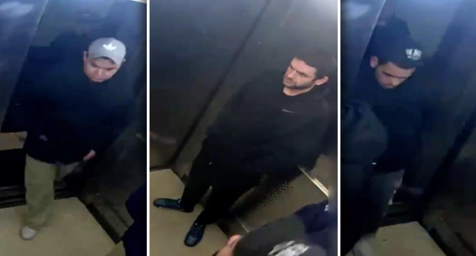 Police want to speak to three men (pictured) in relation to an attack on a 56-year-old man. Source: Vic Police