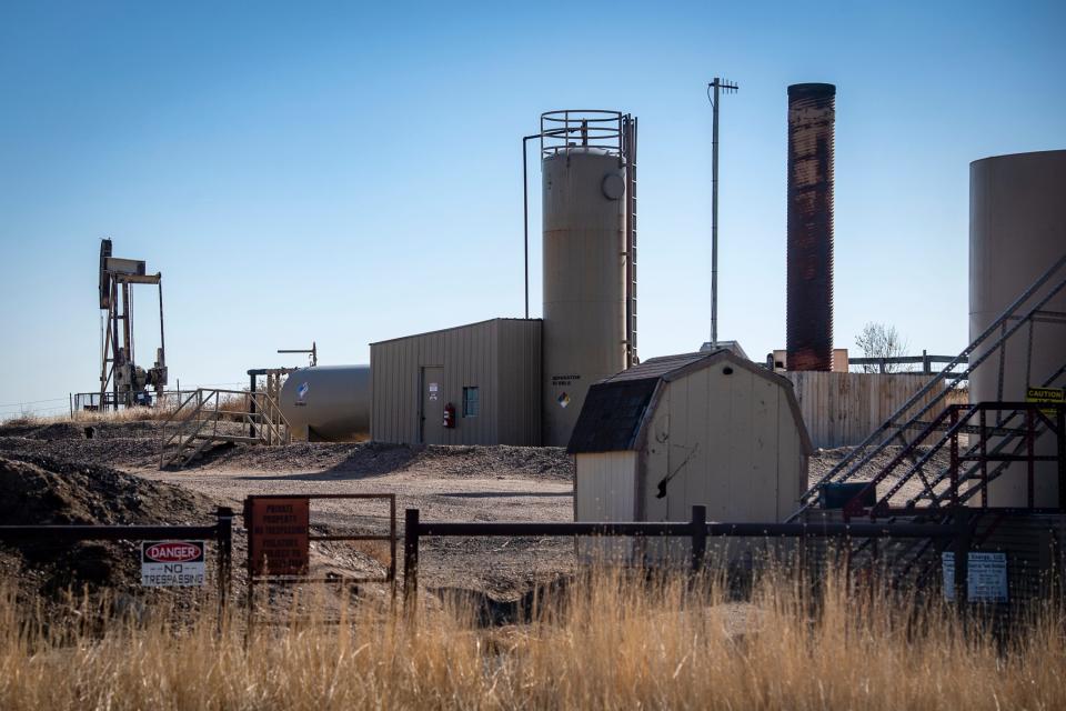 A tank battery site operated by Prospect Energy LLC is pictured on Nov. 11 north of Fort Collins.