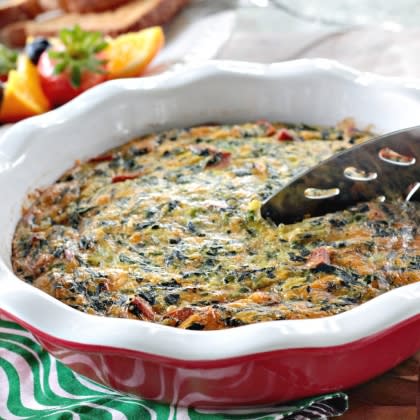 Easy spinach and ham quiche