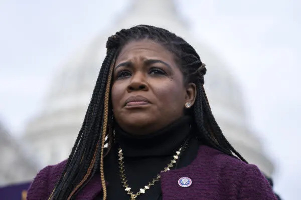 Rep. Cori Bush, D-Mo., attends a news conference on the FIX Clemency Act outside the U.S. Capitol on Friday, December 10, 2021. (Photo By Tom Williams/CQ-Roll Call, Inc via Getty Images)