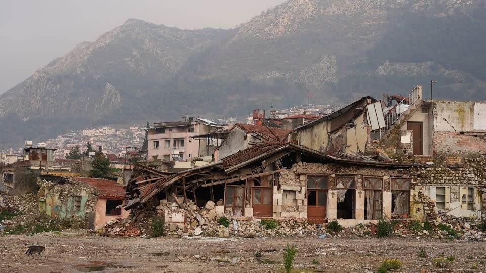 Damage from the earthquake is still visible in Antakya, Hatay province. - Guray Ervin for CNN