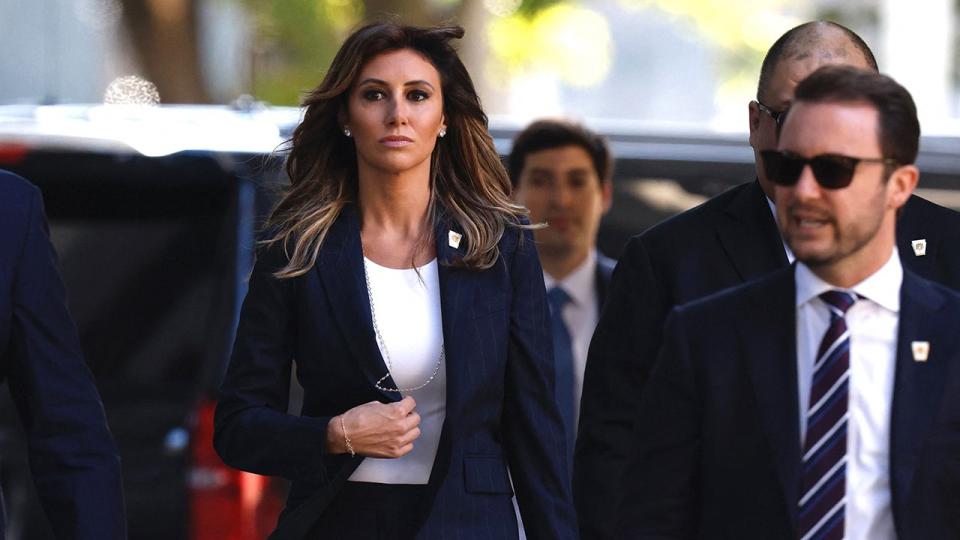 Alina Habba, lawyer of former president Donald Trump, arrives to court in New York State Supreme court for the start of the civil fraud trial against his client on October 2, 2023 in New York City. Donald Trump faces fresh legal danger as a civil fraud trial against the former president and two of his sons begins in New York, threatening the Republican frontrunner's business empire as he campaigns to retake the White House with four criminal cases looming.