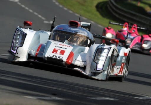 Audi R18 E-Tron Quattro NÂ°1 driven by German Andre Lotterer competes in the 80th edition of Le Mans 24 hour endurance race