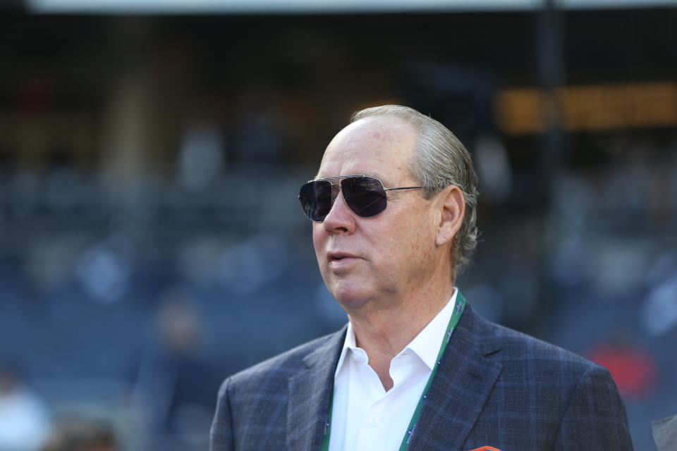 BRONX, NY - OCTOBER 15: Houston Astros owner Jim Crane looks on prior to Game 3 of the ALCS between the Houston Astros and the New York Yankees at Yankee Stadium on Tuesday, October 15, 2019 in the Bronx borough of New York City. (Photo by Rob Tringali/MLB Photos via Getty Images)