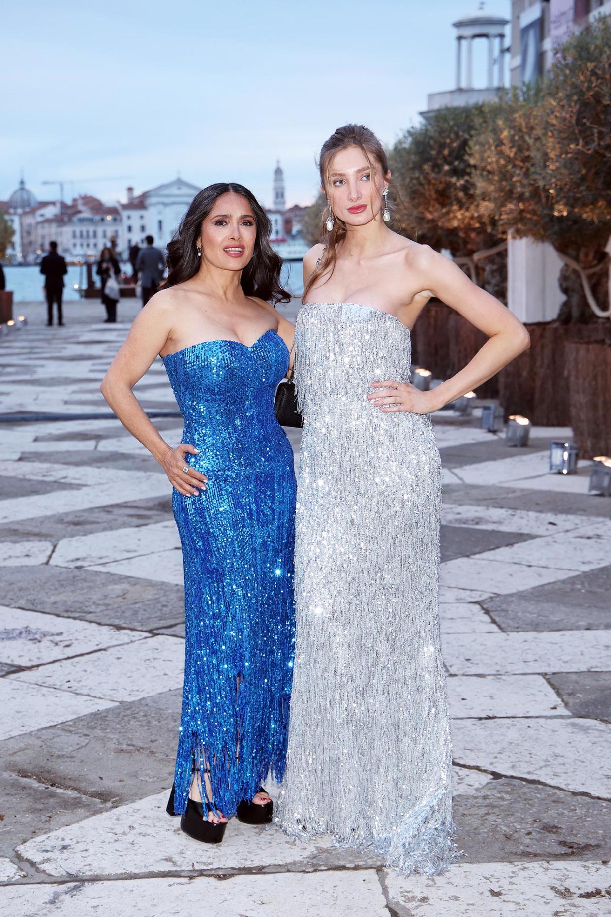 Salma Hayek Step Daughter Pose at Gala