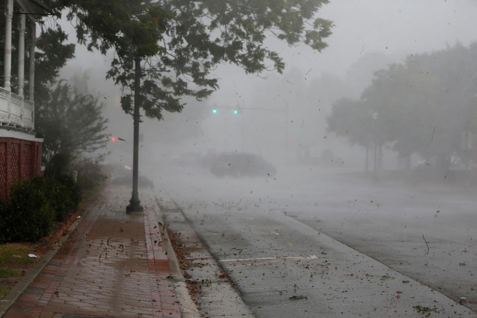 The outer bands of Hurricane Florence hit New Bern on Thursday.