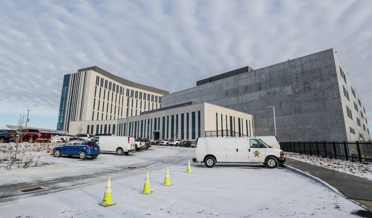 The new court building (from left), Marion County Sheriff's Office and Adult Detention Center at the Community Justice Campus on Saturday, Jan. 15, 2022, in Indianapolis.