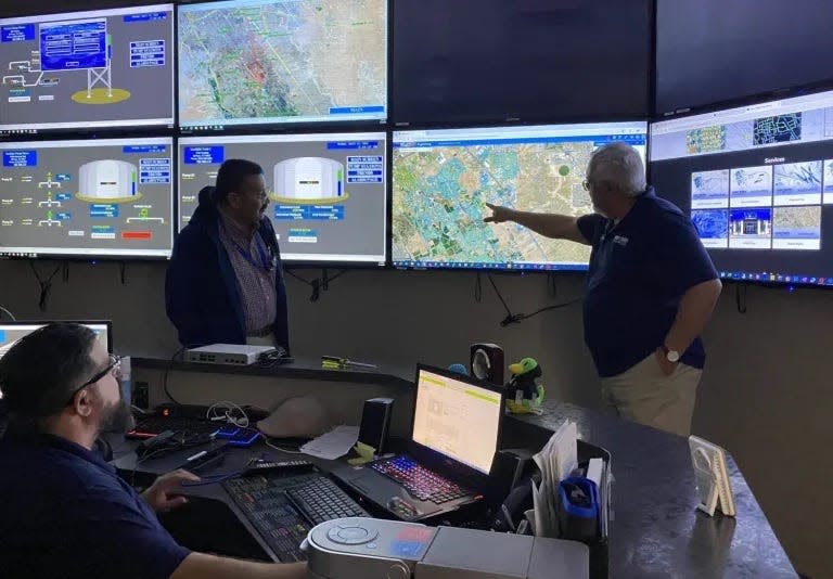 Recently-upgraded monitors and computers at the Lower Valley Water District help operators keep a real-time view of the utility’s water and sewer system.