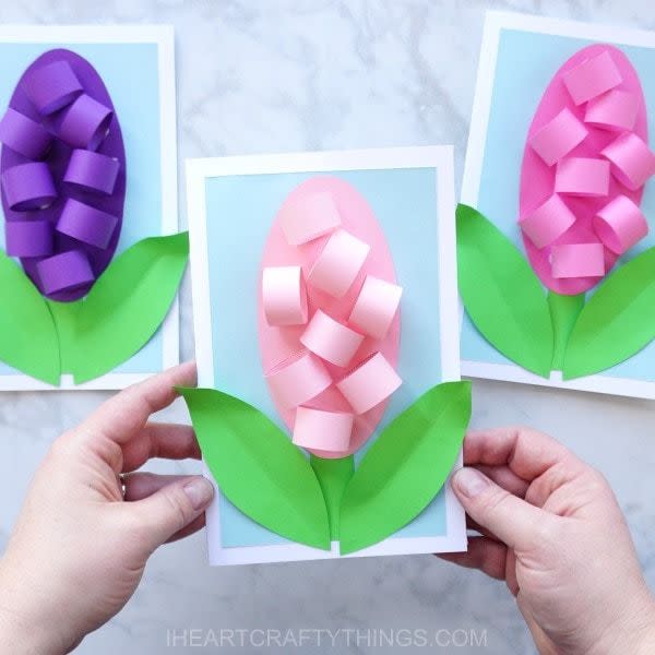 hyacinth paper card mothers day craft from ki