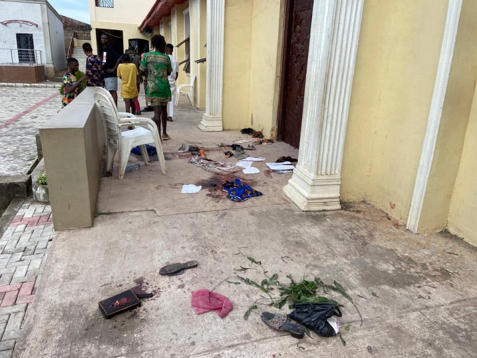 The attackers targeted the St. Francis Catholic Church in Ondo state just as the worshippers gathered on Pentecost Sunday (AP)