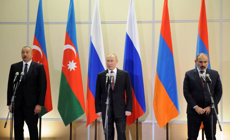 Russia's President Putin meets with Armenia's Prime Minister Pashinyan and Azerbaijan's President Aliyev in Sochi