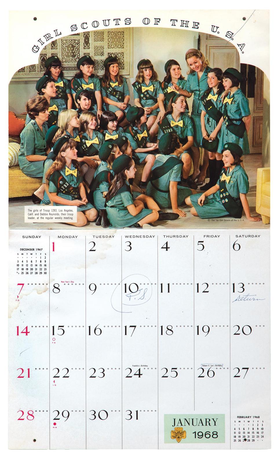<p>"One of the conversations early on with the family is how we have to make this auction accessible to everybody," explains Maddalena. "This is more about getting fans a piece of something." One of the more inexpensive items is a 1968 Girl Scout calendar featuring Reynolds as a leader and Fisher as a young scout. </p>