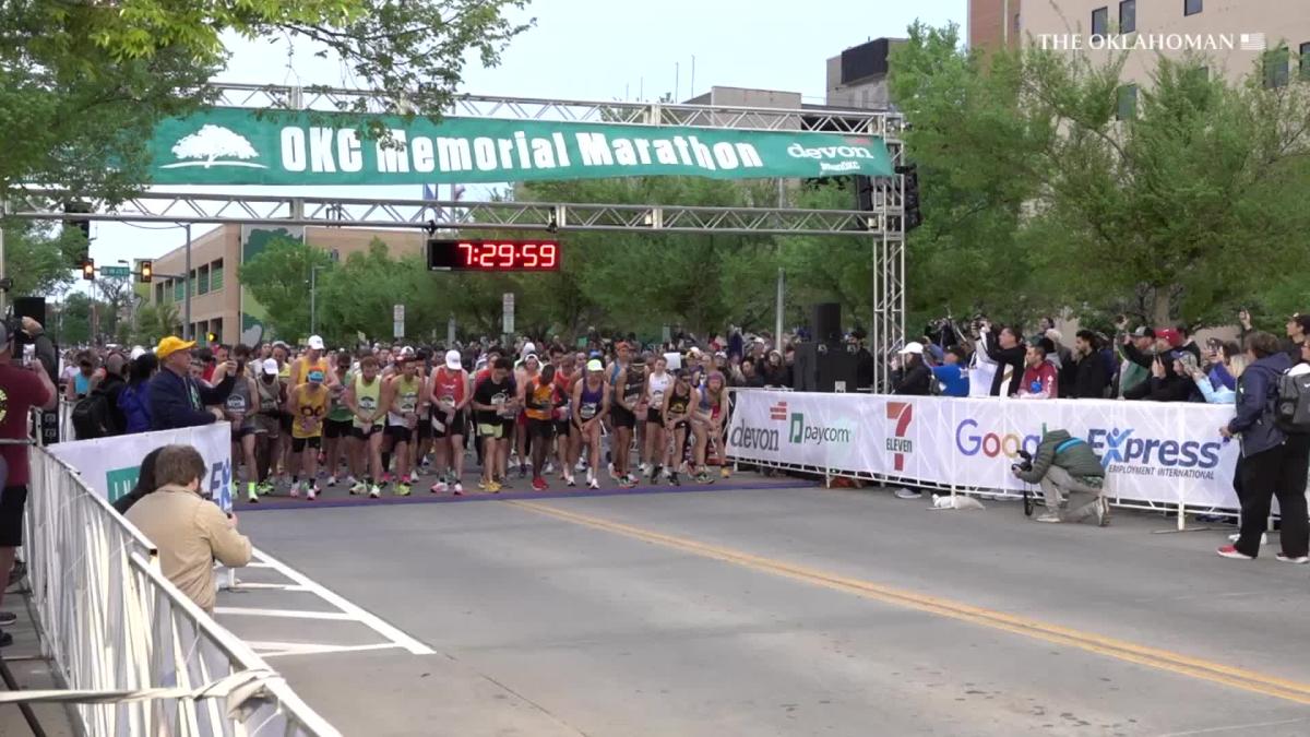 Oklahoma City Memorial Marathon winners cross the finish line