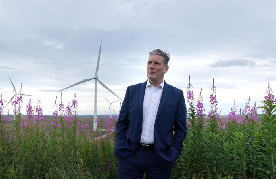 Labour leader Sir Keir Starmer at Whitelee windfarm, Eaglesham (Andrew Milligan/PA) (PA Wire)