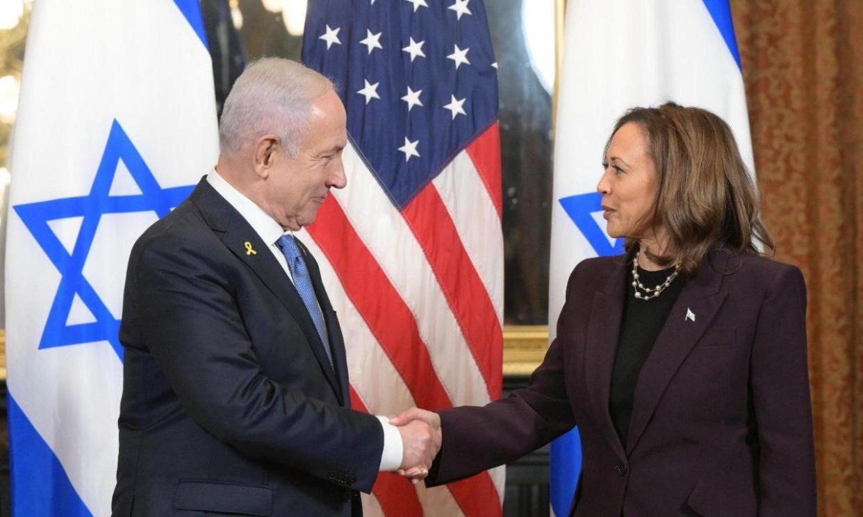 <span>Benjamin Netanyahu and Kamala Harris in the White House. The US vice-president has been accused by some in Israel of endangering a potential deal to free the hostages.</span><span>Photograph: Anadolu/Getty Images</span>