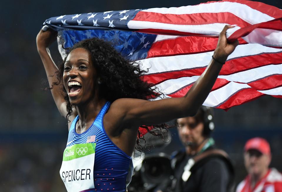 Hurdler Ashley Spencer from Lawrence North High School owns an Olympic medal from 2016.