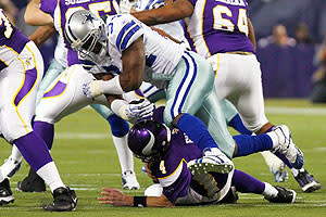 Ware sacked Vikings QB Brett Favre in last season's NFC divisional playoff game, but the Cowboys lost 34-3