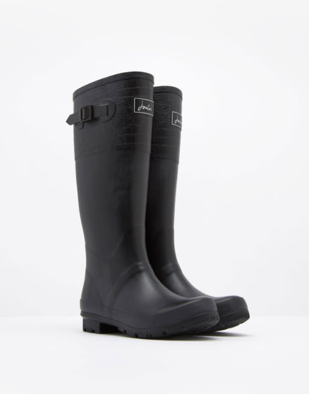 <p>Cavendish colourblock wellies, £49.95, <a rel="nofollow noopener" href="https://www.joules.com/Women/Wellies/Cavendish/Colourblock-Wellies/Black-Croc-Block?id=W_CAVENDISH|BLCRBLK" target="_blank" data-ylk="slk:Joules;elm:context_link;itc:0;sec:content-canvas" class="link ">Joules</a></p>